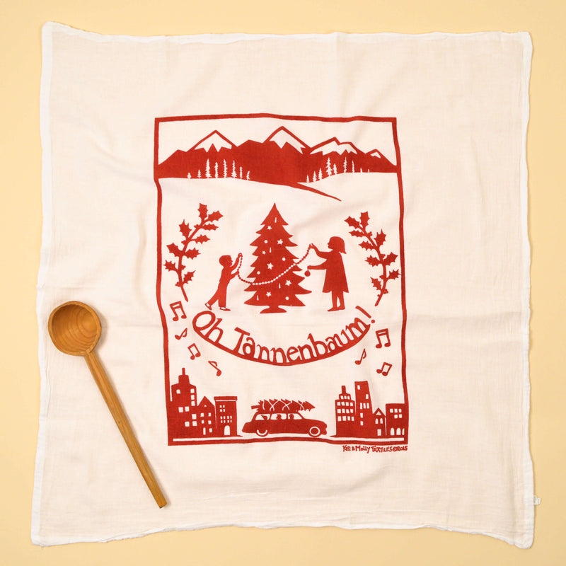 Kei & Molly Tannenbaum Flour Sack Dish Towel in Red Full View