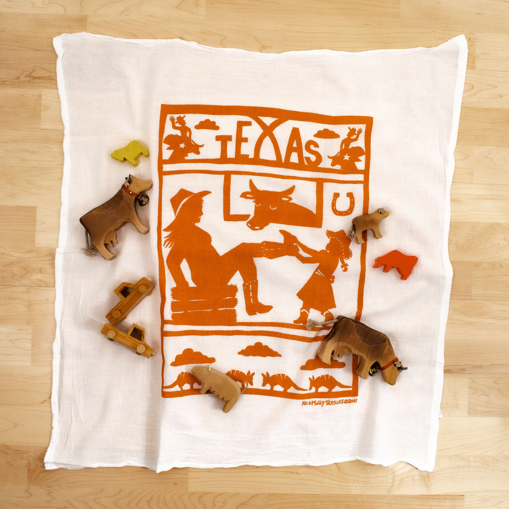 Kei & Molly Texas Flour Sack Dish Towel in Orange with Props