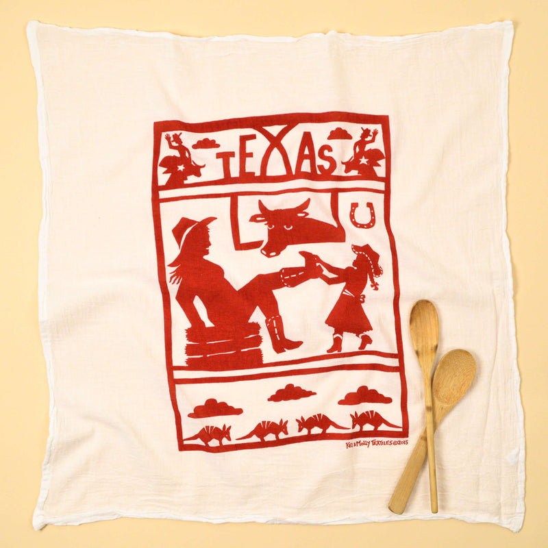 Kei & Molly Texas Flour Sack Dish Towel in Red Full View