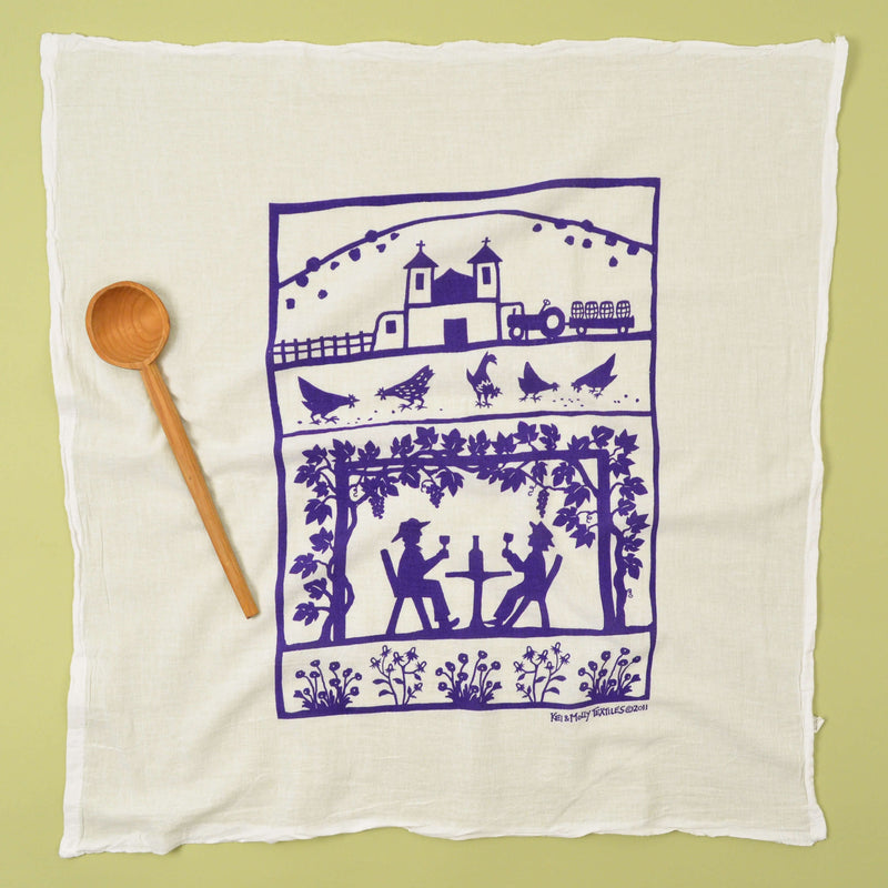 Kei & Molly Vineyard Flour Sack Dish Towel in Purple Full View