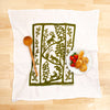Kei & Molly Winter Animals Flour Sack Dish Towel in Olive Green with Props