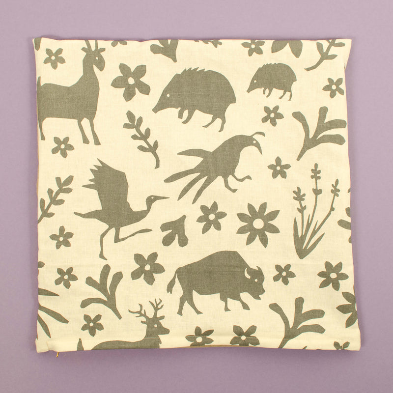 Kei & Molly Pillow Cover in Buffalo & Friends Design in Grey Flat View