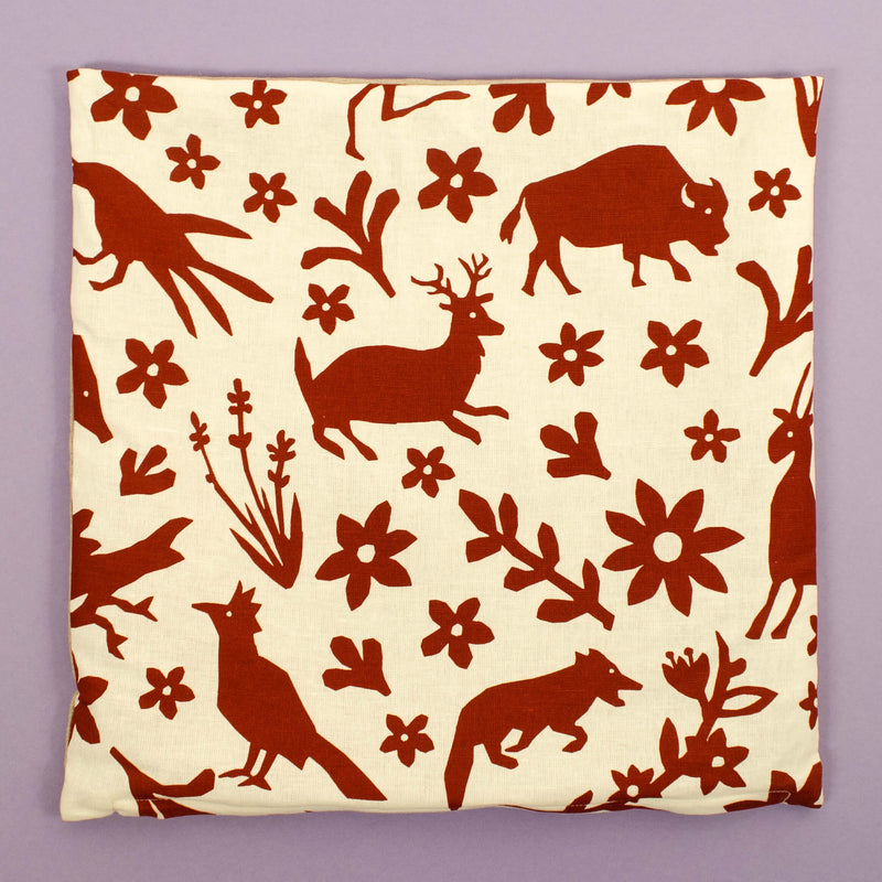 Kei & Molly Pillow Cover in Buffalo & Friends Design in Red Flat View