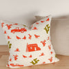 Kei & Molly Pillow Cover in Pueblo Design in Desert Coral and Olive Green Filled View