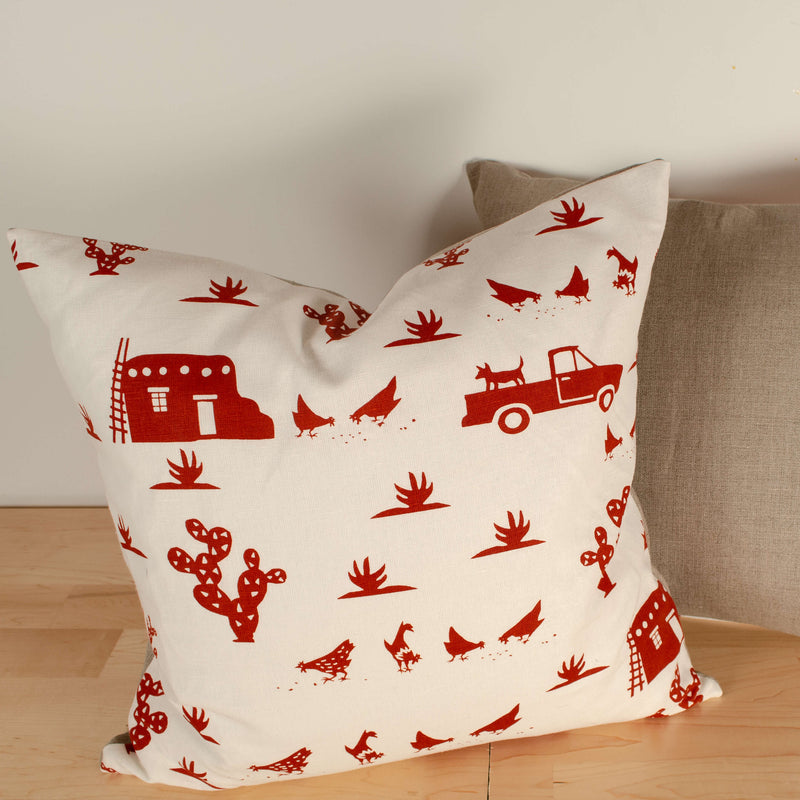 Kei & Molly Pillow Cover in Pueblo Design in Red Filled View