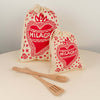 Kei & Molly Reusable Cloth Bag Set in Milagro Design in Red with Props