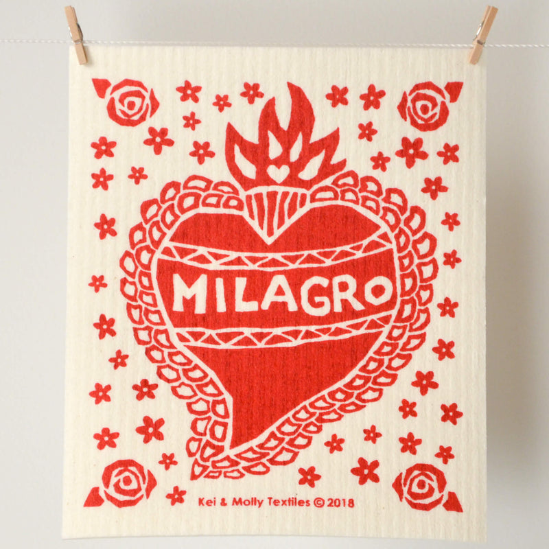 Kei & Molly Sponge Cloth with Milagro Design in Red
