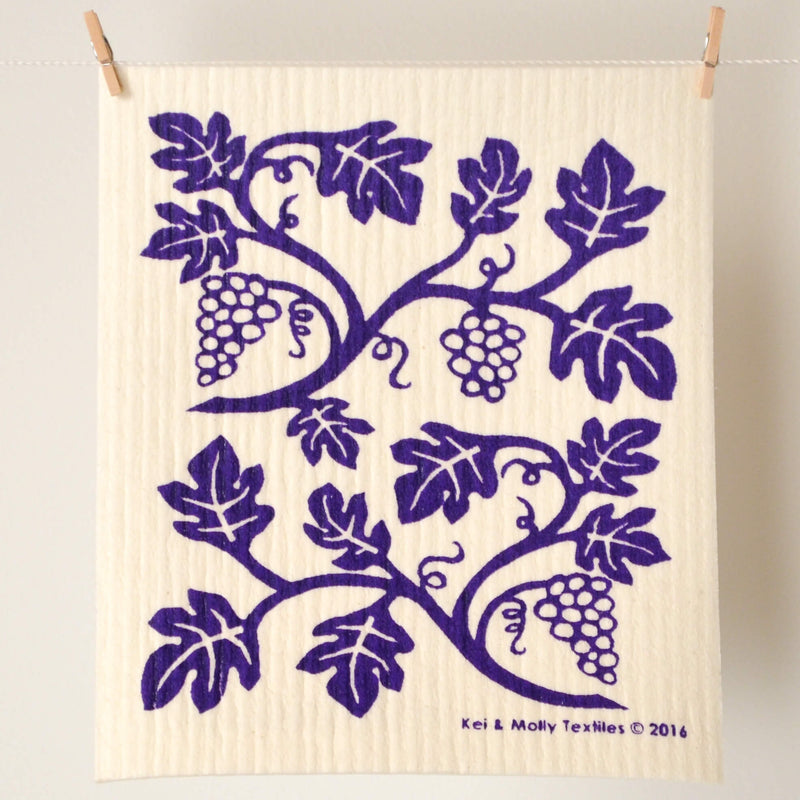Kei & Molly Sponge Cloth with Vines Design in Purple