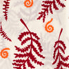 Kei & Molly Scarf in Fern Design in Wine Red & Desert Coral Detail View