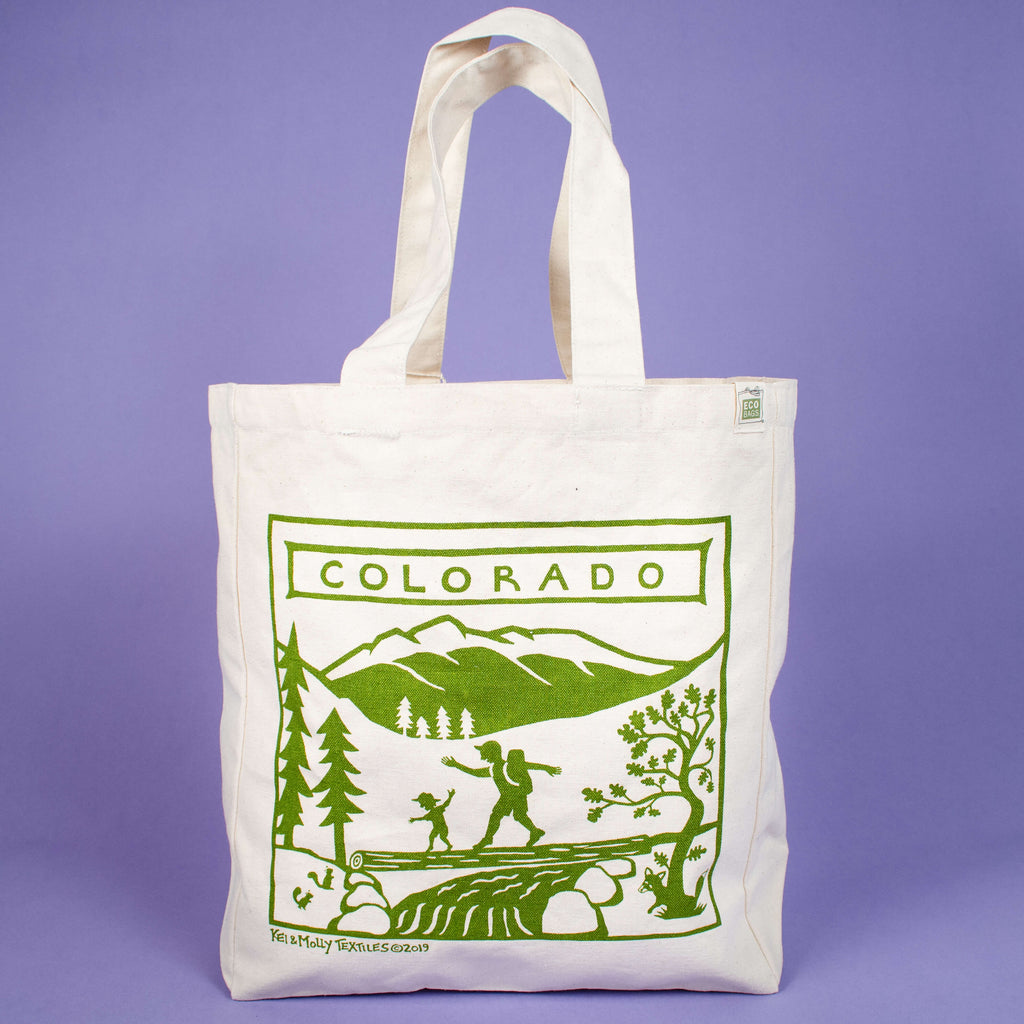 Kei & Molly Tote Bag with Colorado Design in Green
