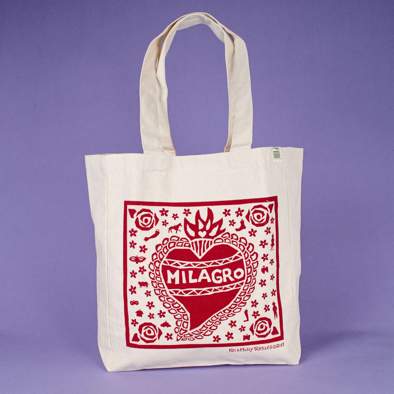 Kei & Molly Tote Bag with Milagro Design in Red