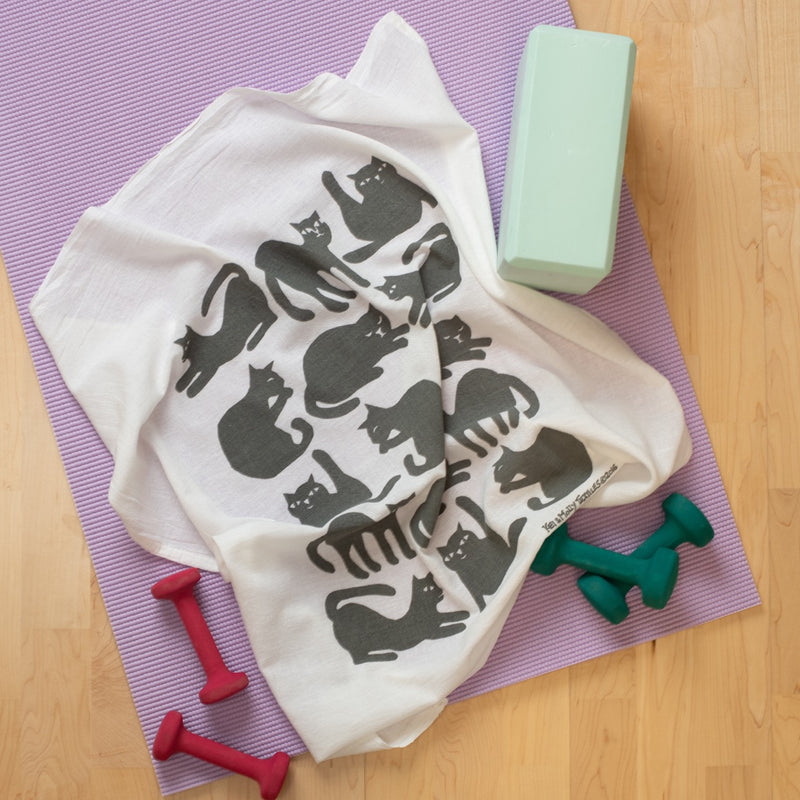 Flour Sack Dish Towel: Cats