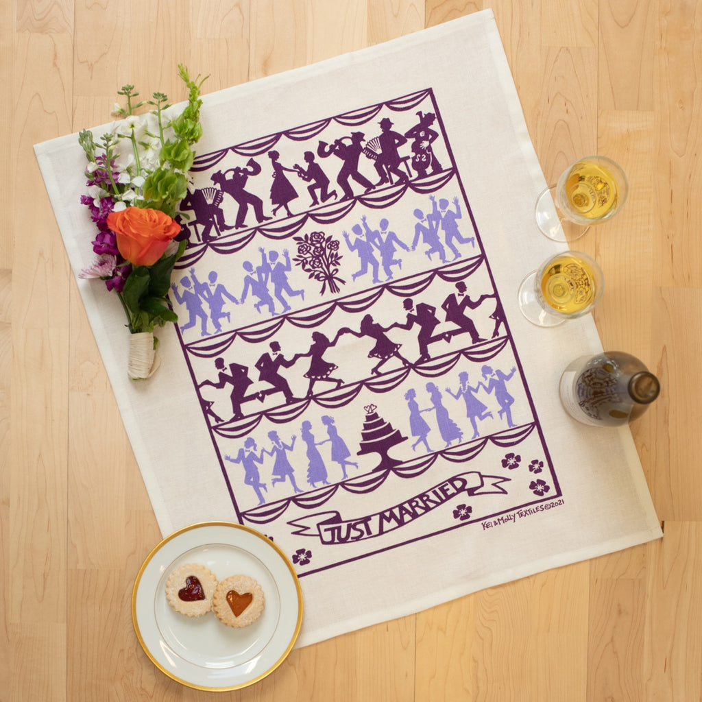 Kei & Molly Linen Cotton Tea Towel Just Married design