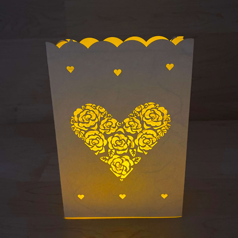 Josie Mohr Heart Luminaria Card - lit up