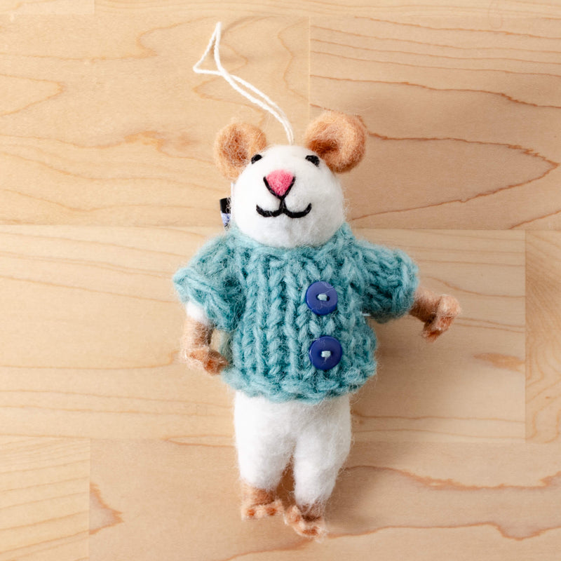 Friendsheep Felted Mouse Ornament