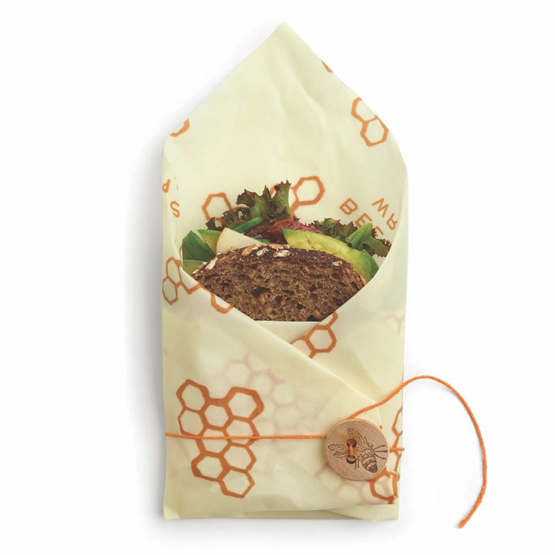 Bees wrap, reusable food wrap, sandwich wrap in honey comb print