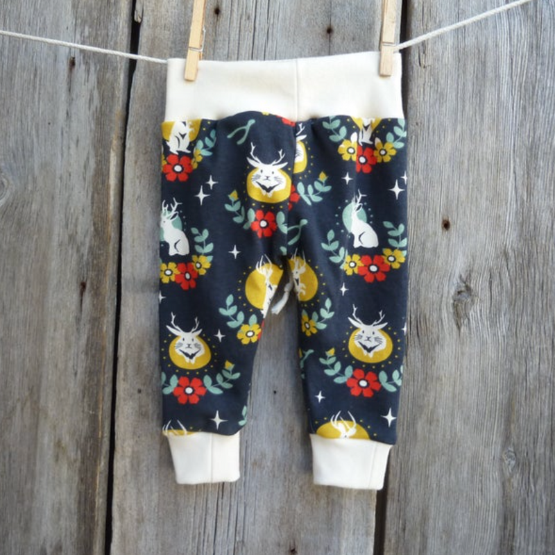 Baby pants by Kinder Sprout: jackalope, back view