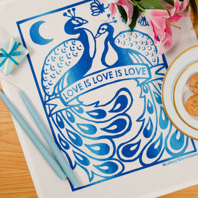 Kei & Molly Linen Cotton Tea Towel Love is Love