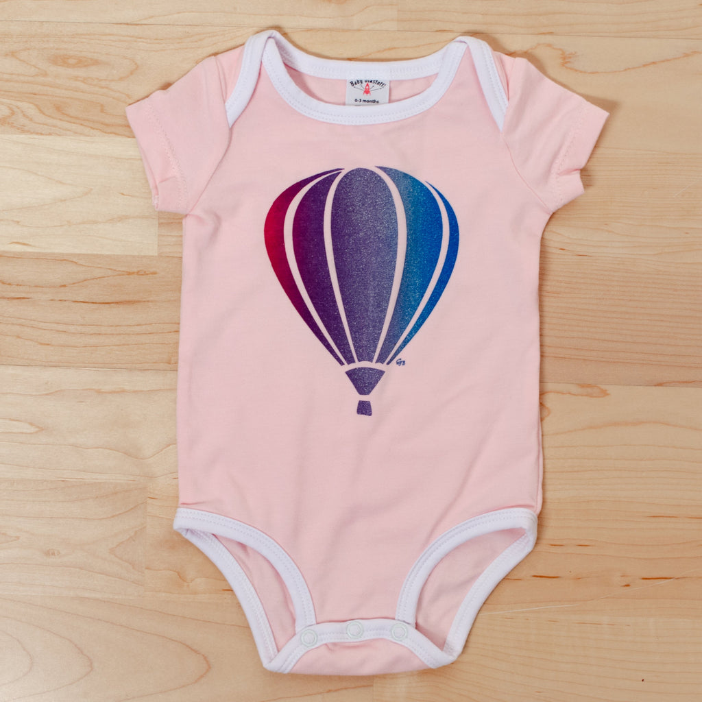 Baby Blast Off Onesie: Hot Air Balloon on pink