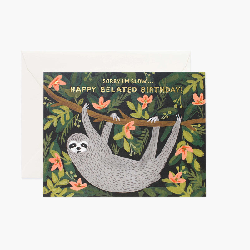 Rifle Paper Co. Sorry I'm Slow... Happy Belated Birthday! Card.