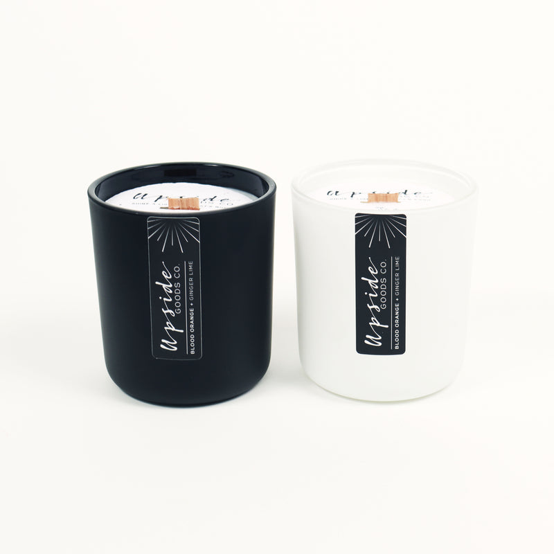 Upside Goods Co. Blood Orange + Ginger Lime Soy Candle.