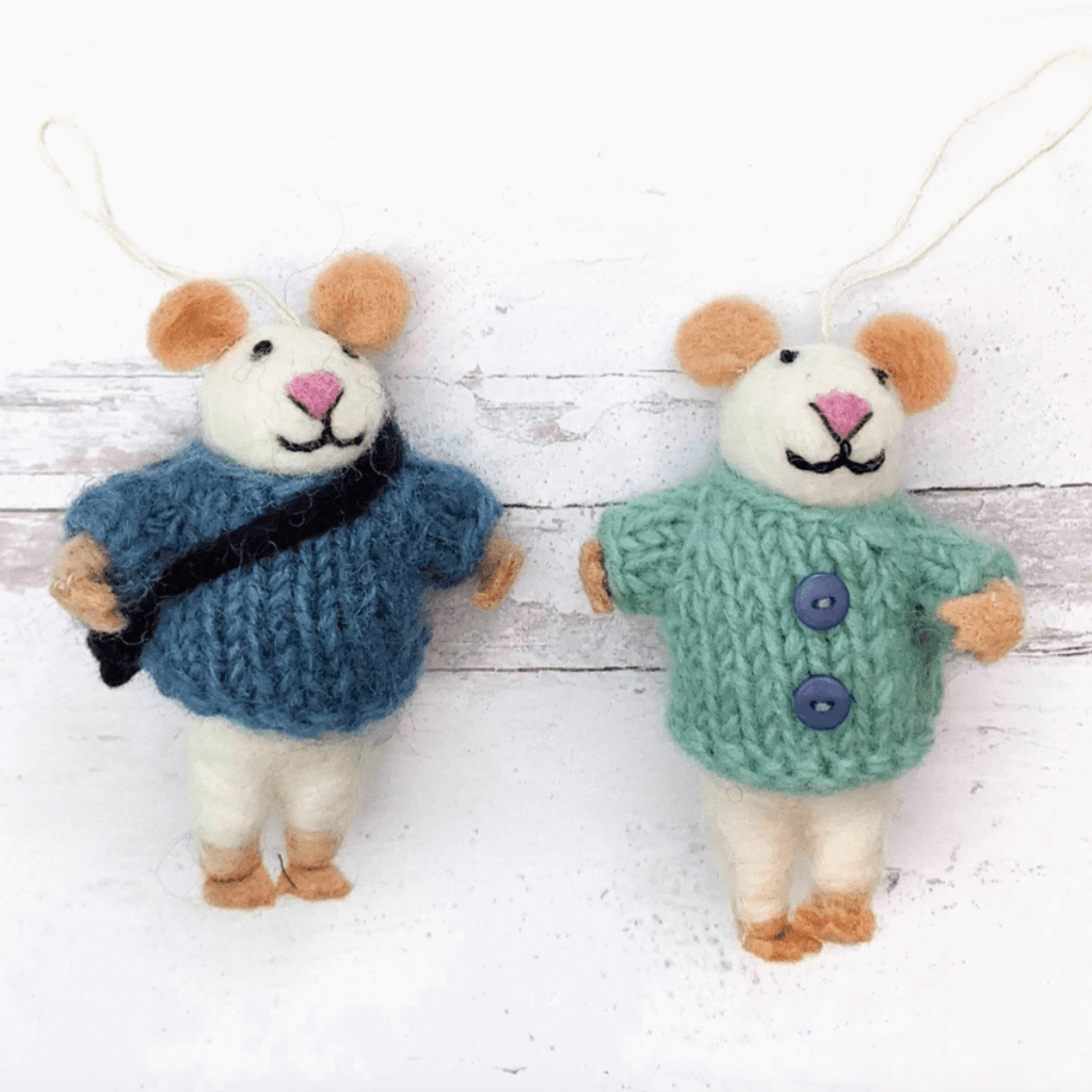 Friendsheep Felted  Mouse Ornaments