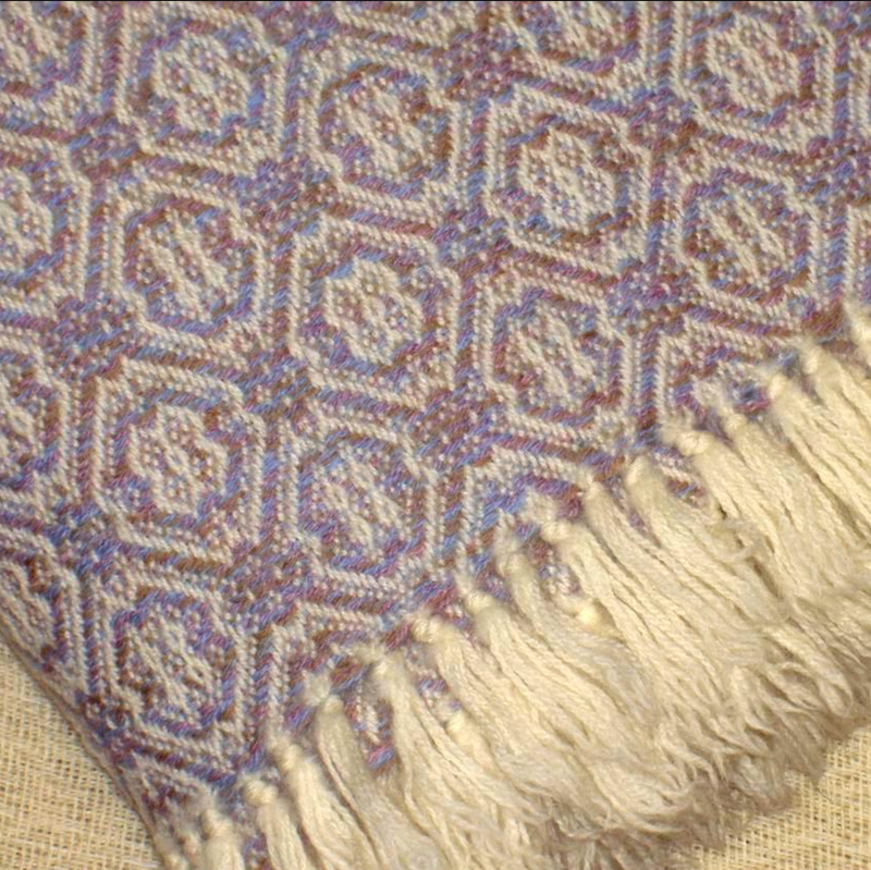 double wool blanket, rosenkransen weave in dark pastel