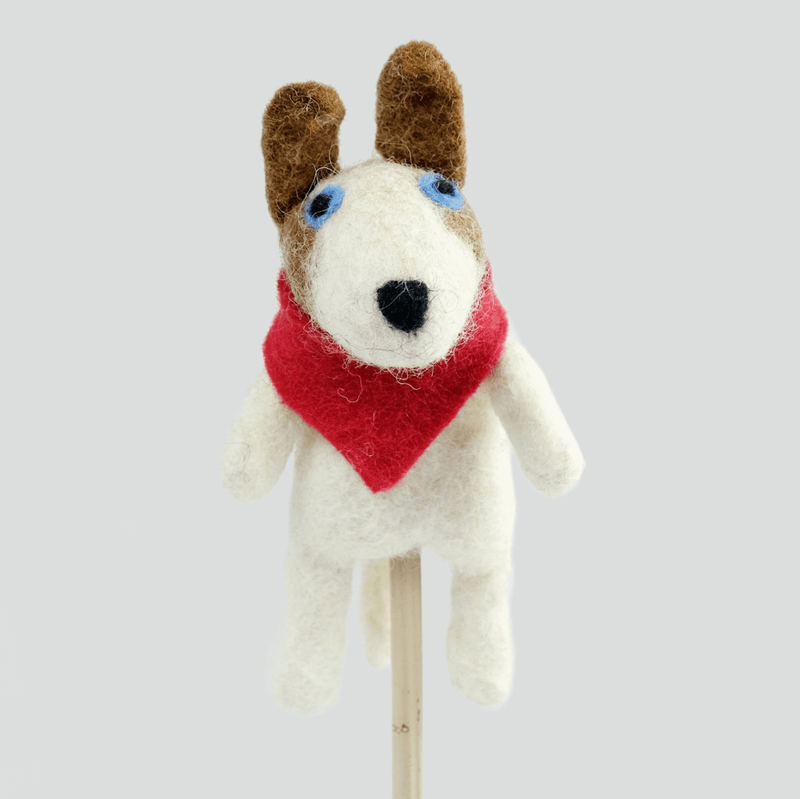 Dog with Bandana Finger Puppet