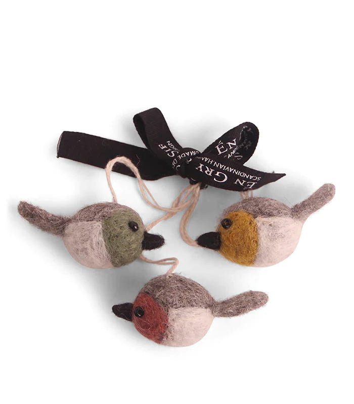 Set of 3 Mini Birds Felt Ornaments