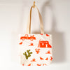 Kei & Molly Textiles Mini tote Bag "Pueblo" design printed in coral and green