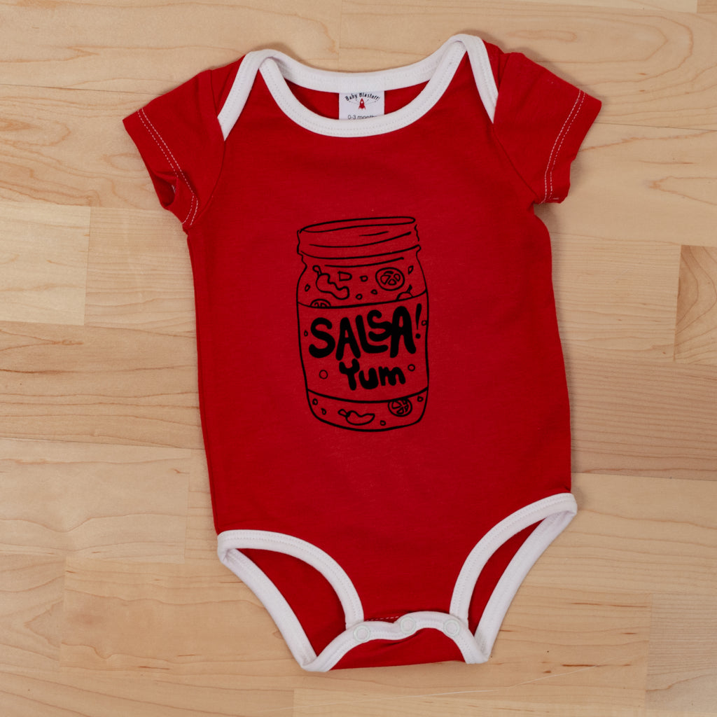 Baby Blast Off Onesie: Salsa, short sleeve