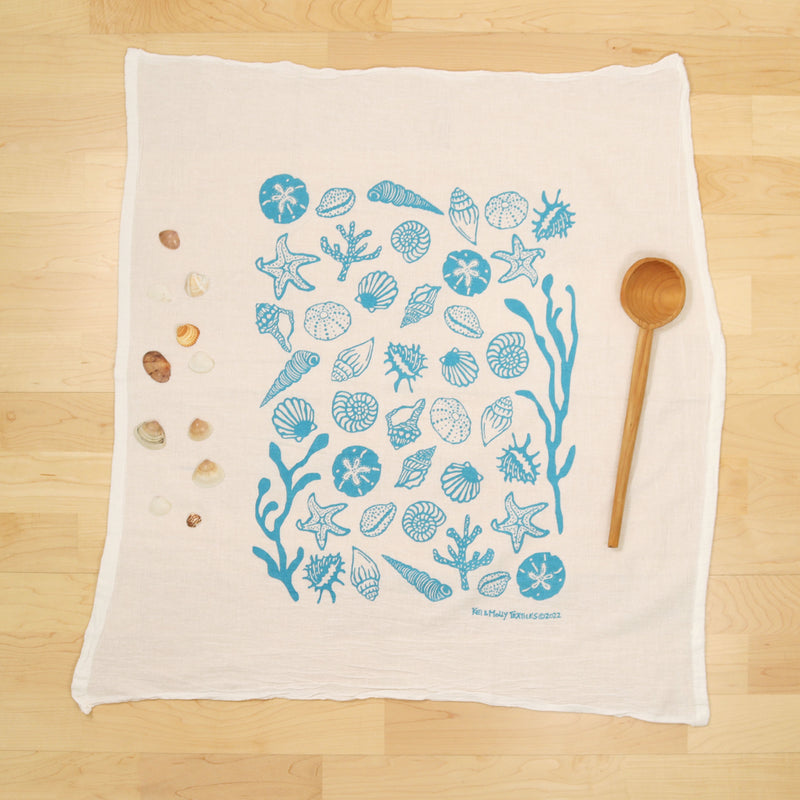 Flour Sack Dish Towel: Shells