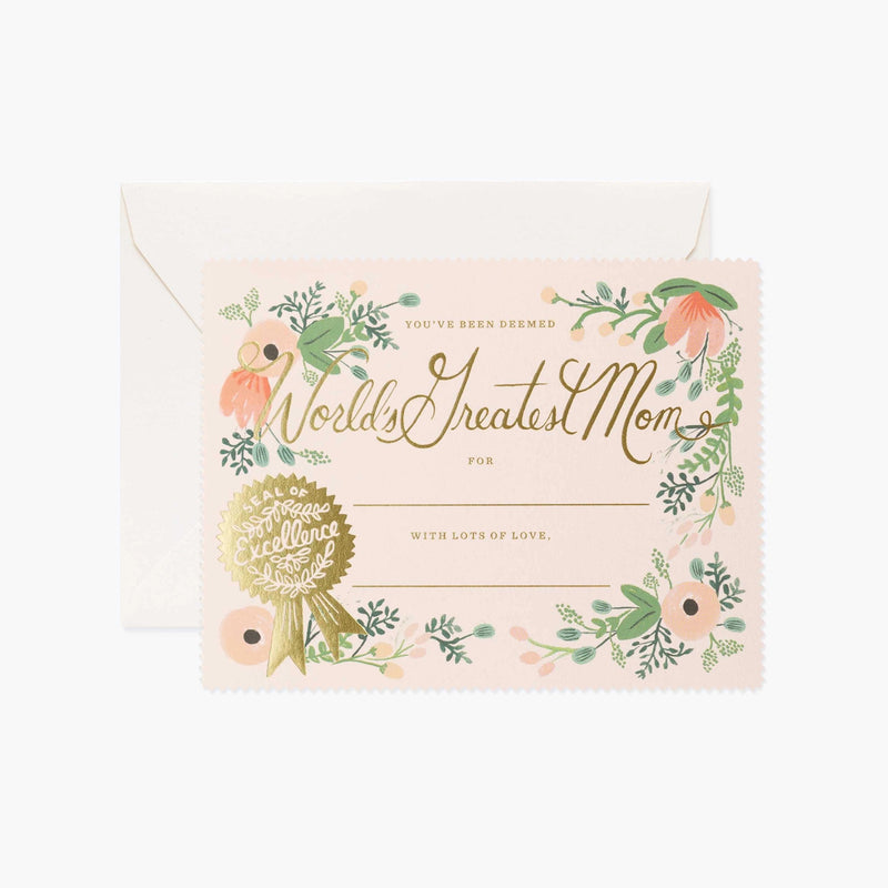 Rifle Paper Co. Greatest Mom Certificate